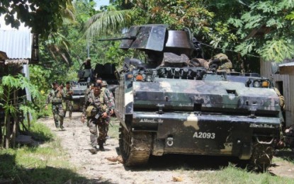 <p><strong>OFFENSIVE.</strong> Government troops continue to advance to positions of the IS-linked Bangsamoro Islamic Freedom Fighters in Maguindanao who are on the run following persistent military air, artillery, and ground assaults. <em><strong>(Photo by 6ID)</strong></em></p>